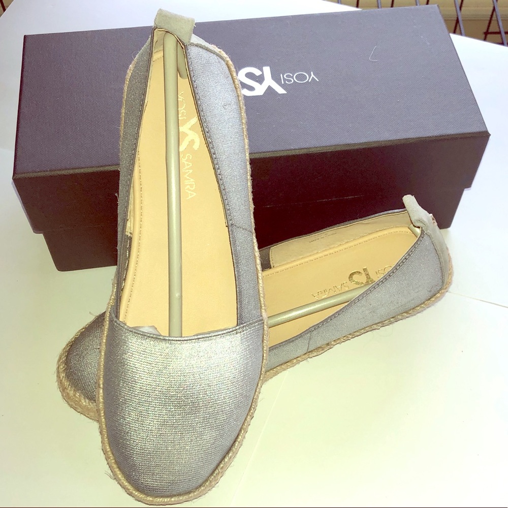 NEW Yosi Samra SILVER Liv 2 espadrille shoes sz 8